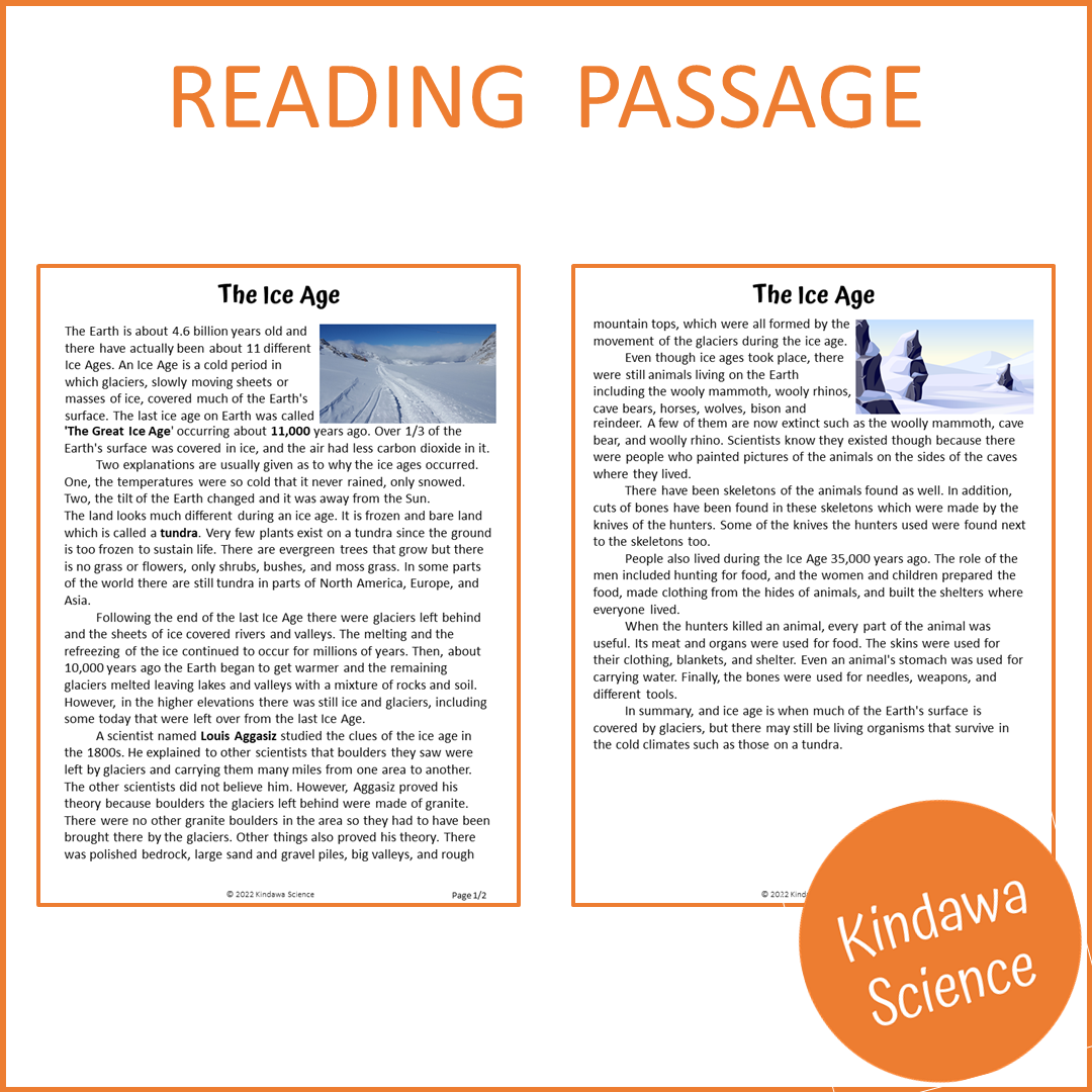 The Ice Age Reading Comprehension Passage and Questions | Printable PDF
