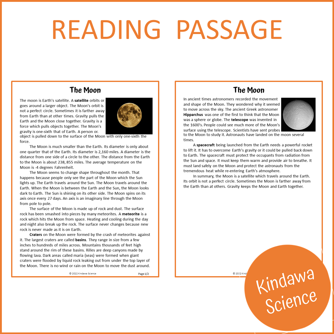 The Moon Reading Comprehension Passage and Questions | Printable PDF