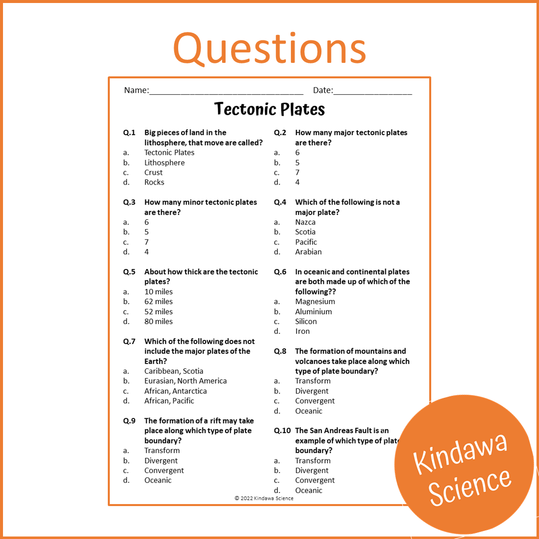 Tectonic Plates Reading Comprehension Passage and Questions | Printable PDF