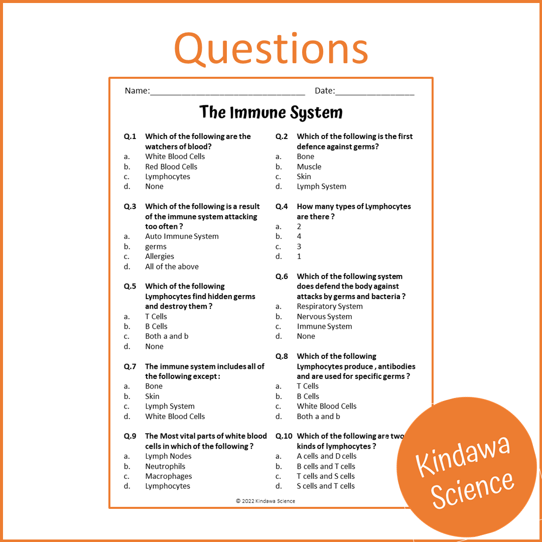 The Immune System Reading Comprehension Passage and Questions | Printable PDF