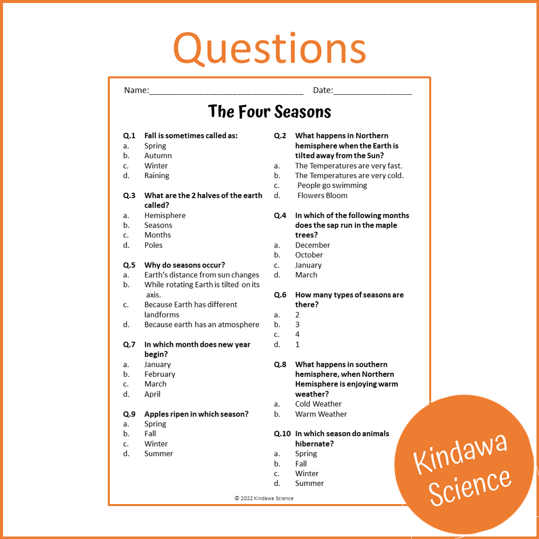 The Four Seasons Reading Comprehension Passage and Questions | Printable PDF