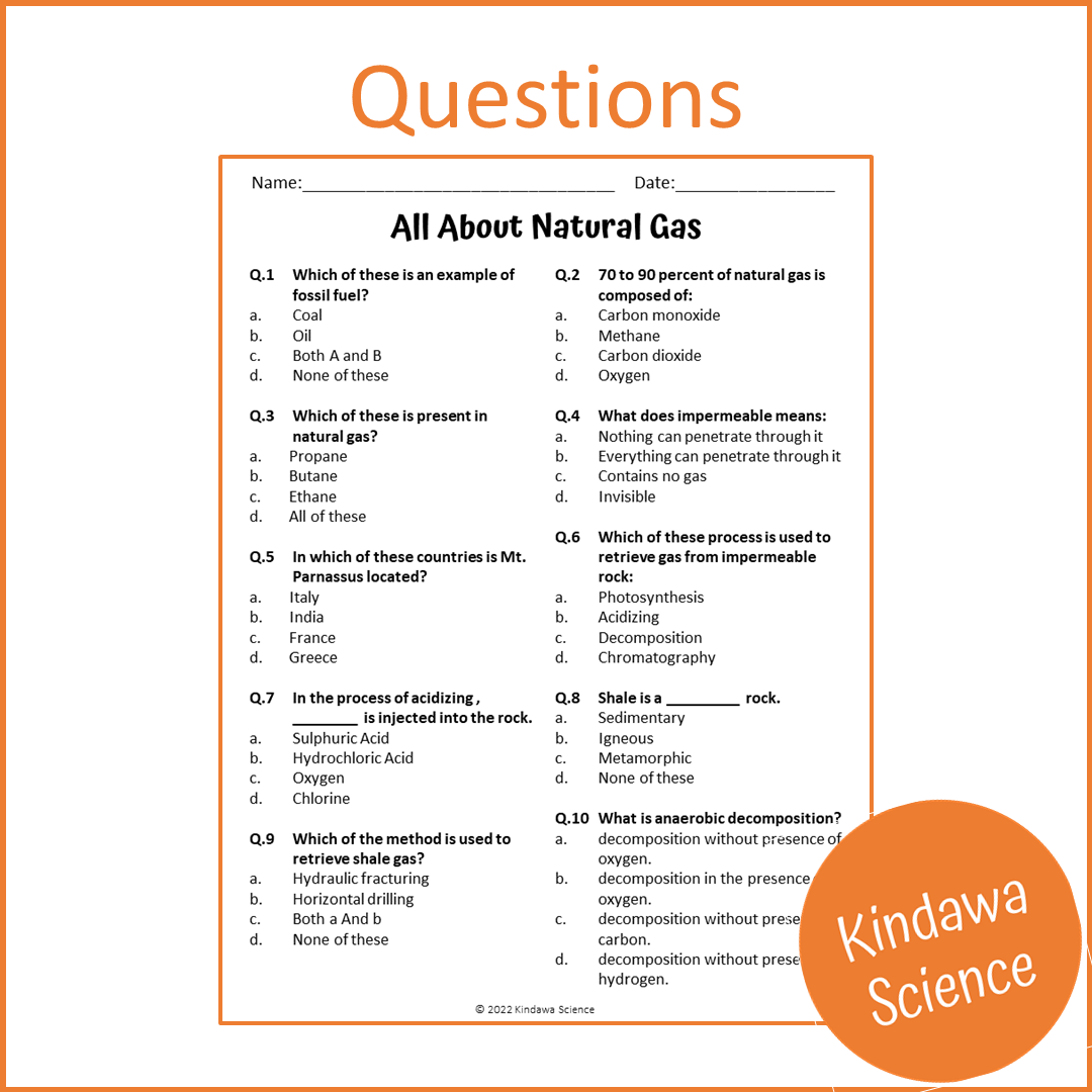 All About Natural Gas Reading Comprehension Passage and Questions | Printable PDF