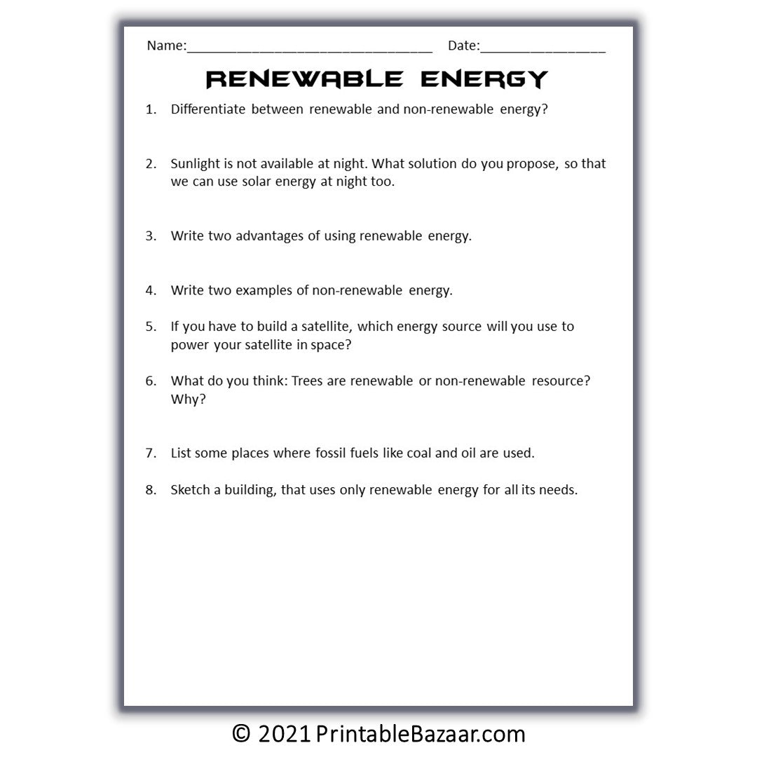 Renewable Energy Reading Comprehension Passage and Questions