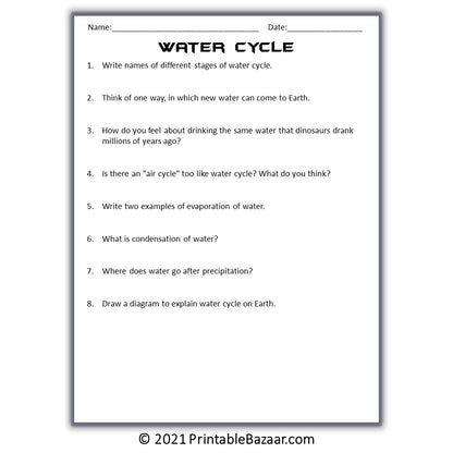 Water Cycle Reading Comprehension Passage and Questions