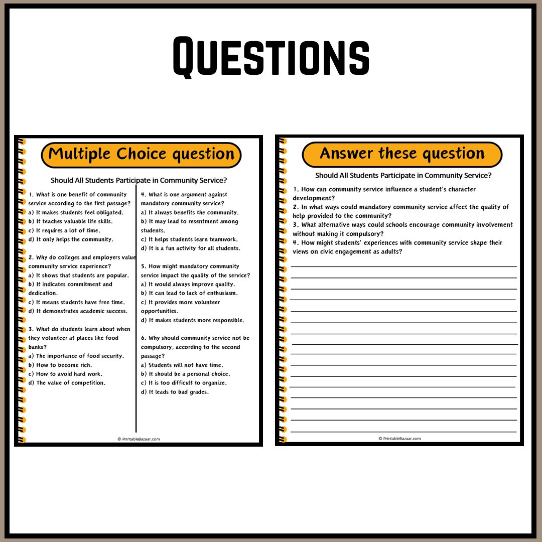 Should All Students Participate in Community Service? | Debate Case Study Worksheet