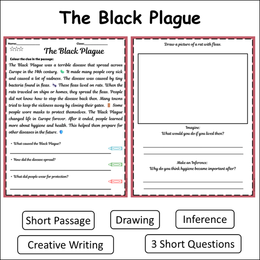 The Black Plague | Short Reading Comprehension Creative Worksheet