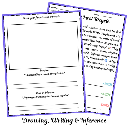 The First Bicycle | Short Reading Comprehension Creative Worksheet