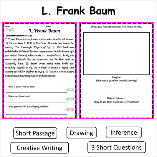 L. Frank Baum | Short Reading Comprehension Creative Worksheet