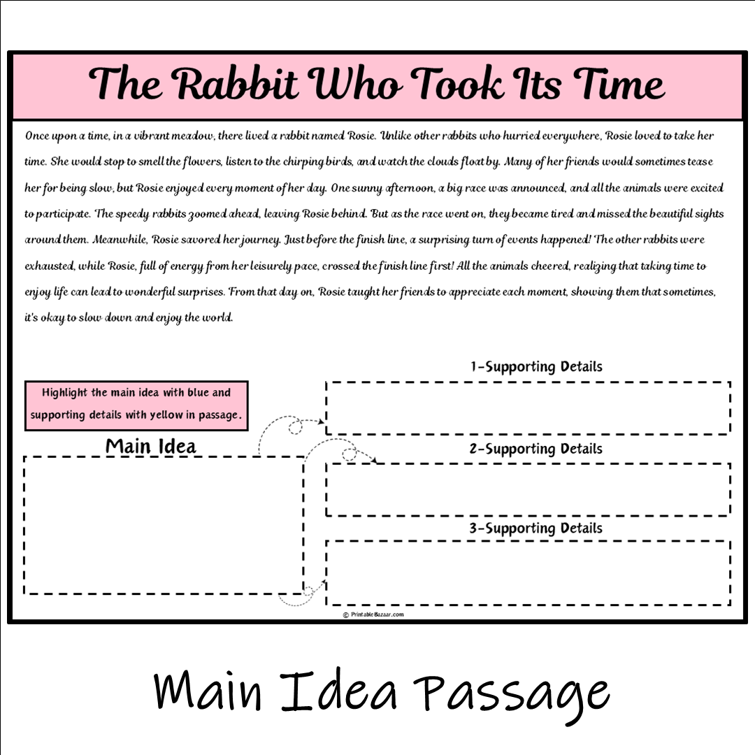 The Rabbit Who Took Its Time | Main Idea and Supporting Details Reading Passage and Questions