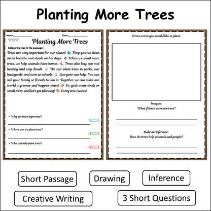 Planting More Trees | Short Reading Comprehension Creative Worksheet
