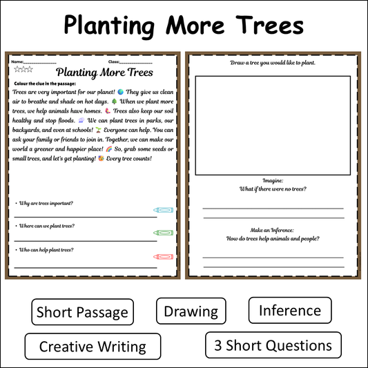 Planting More Trees | Short Reading Comprehension Creative Worksheet