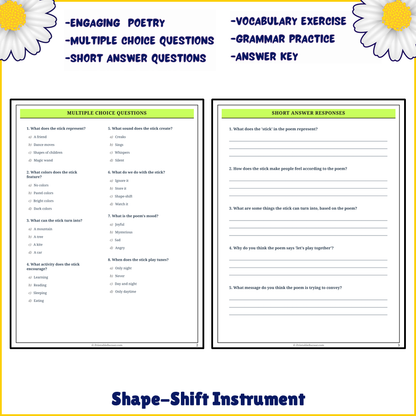 Shape-Shift Instrument | Poem Grammar Worksheet Printable Activity