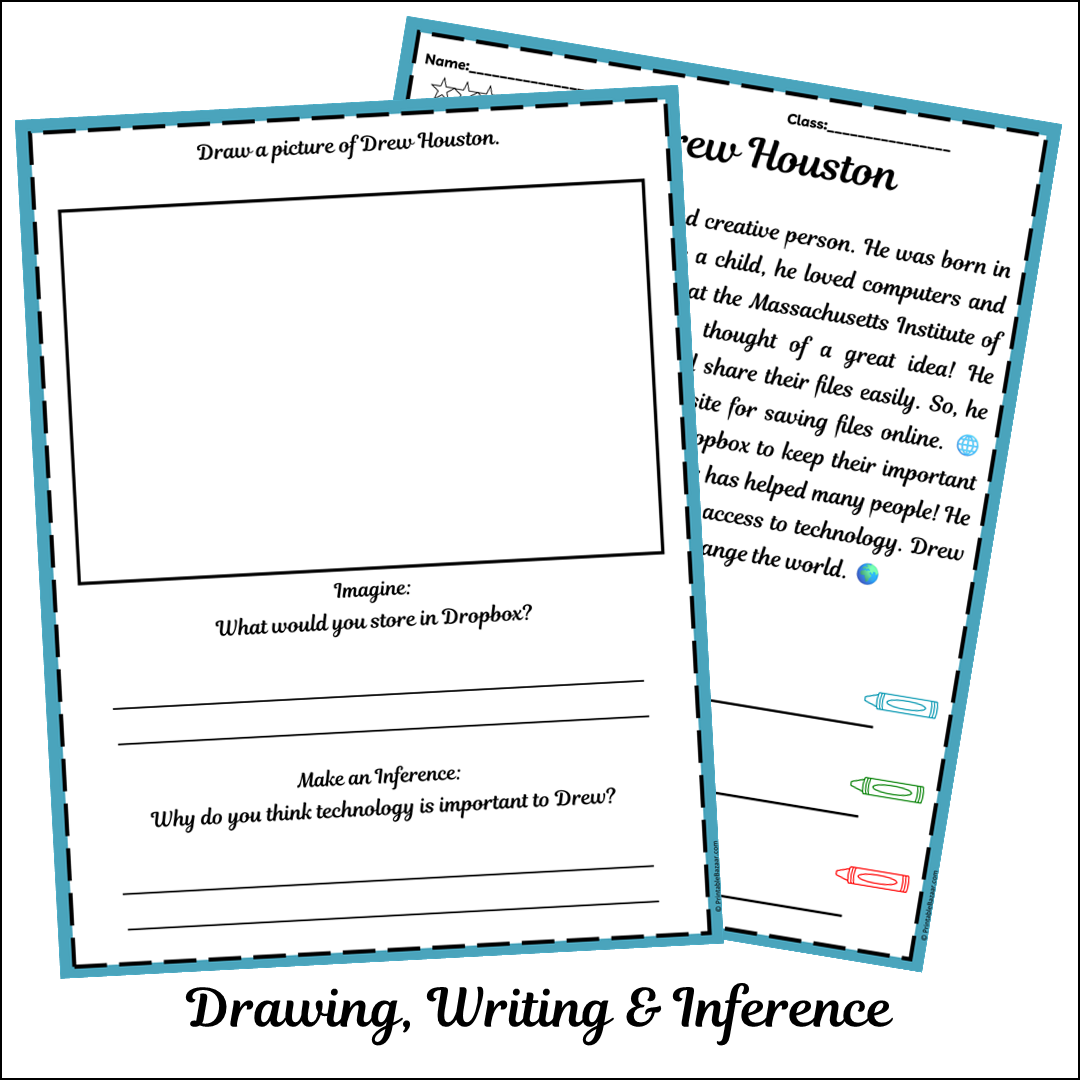 Drew Houston | Short Reading Comprehension Creative Worksheet