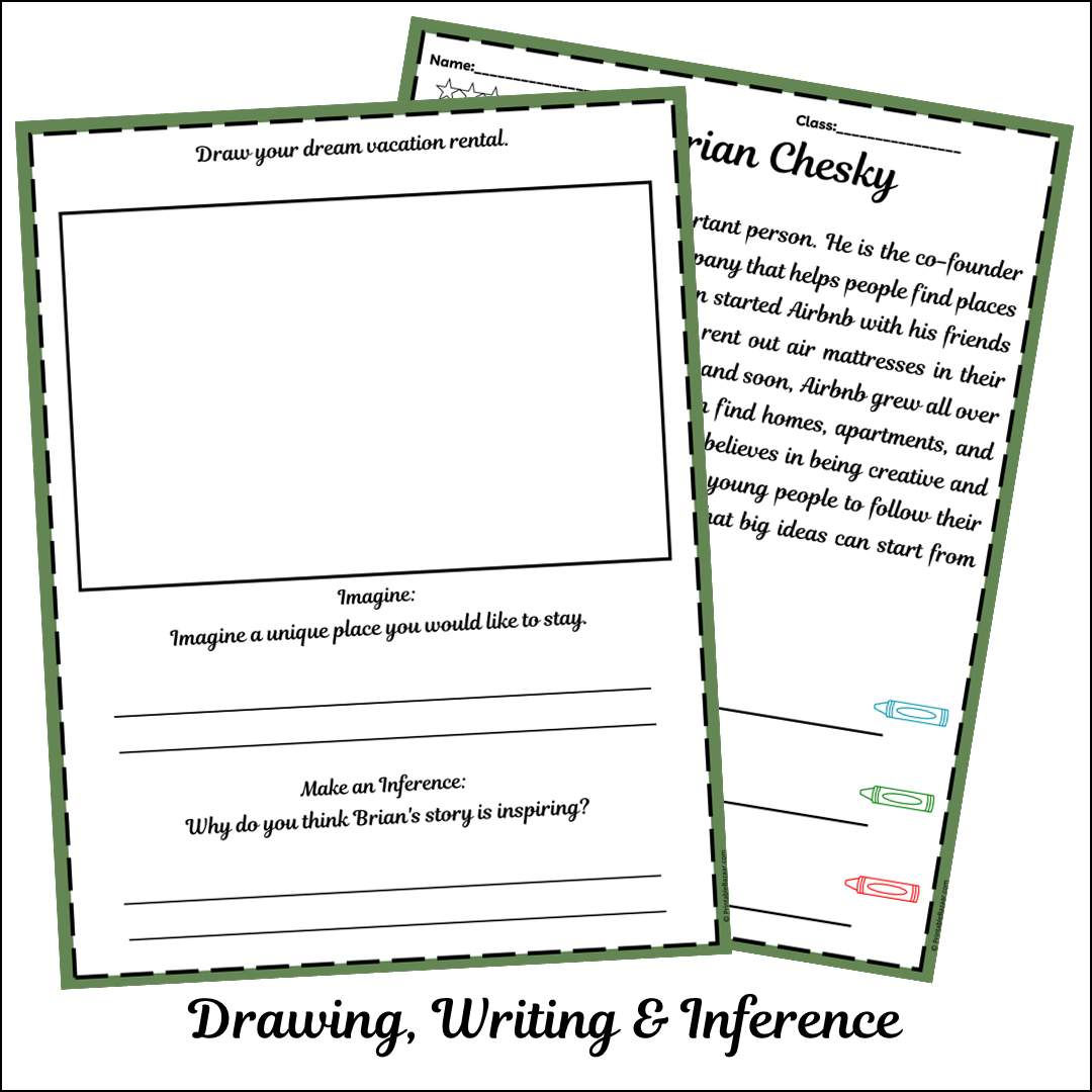 Brian Chesky | Short Reading Comprehension Creative Worksheet