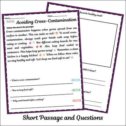 Avoiding Cross-Contamination | Short Reading Comprehension Creative Worksheet