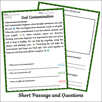 Soil Contamination | Short Reading Comprehension Creative Worksheet