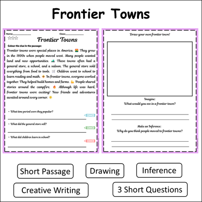 Frontier Towns | Short Reading Comprehension Creative Worksheet