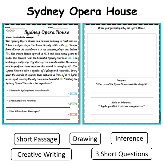 Sydney Opera House | Short Reading Comprehension Creative Worksheet