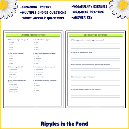 Ripples in the Pond | Poem Grammar Worksheet Printable Activity