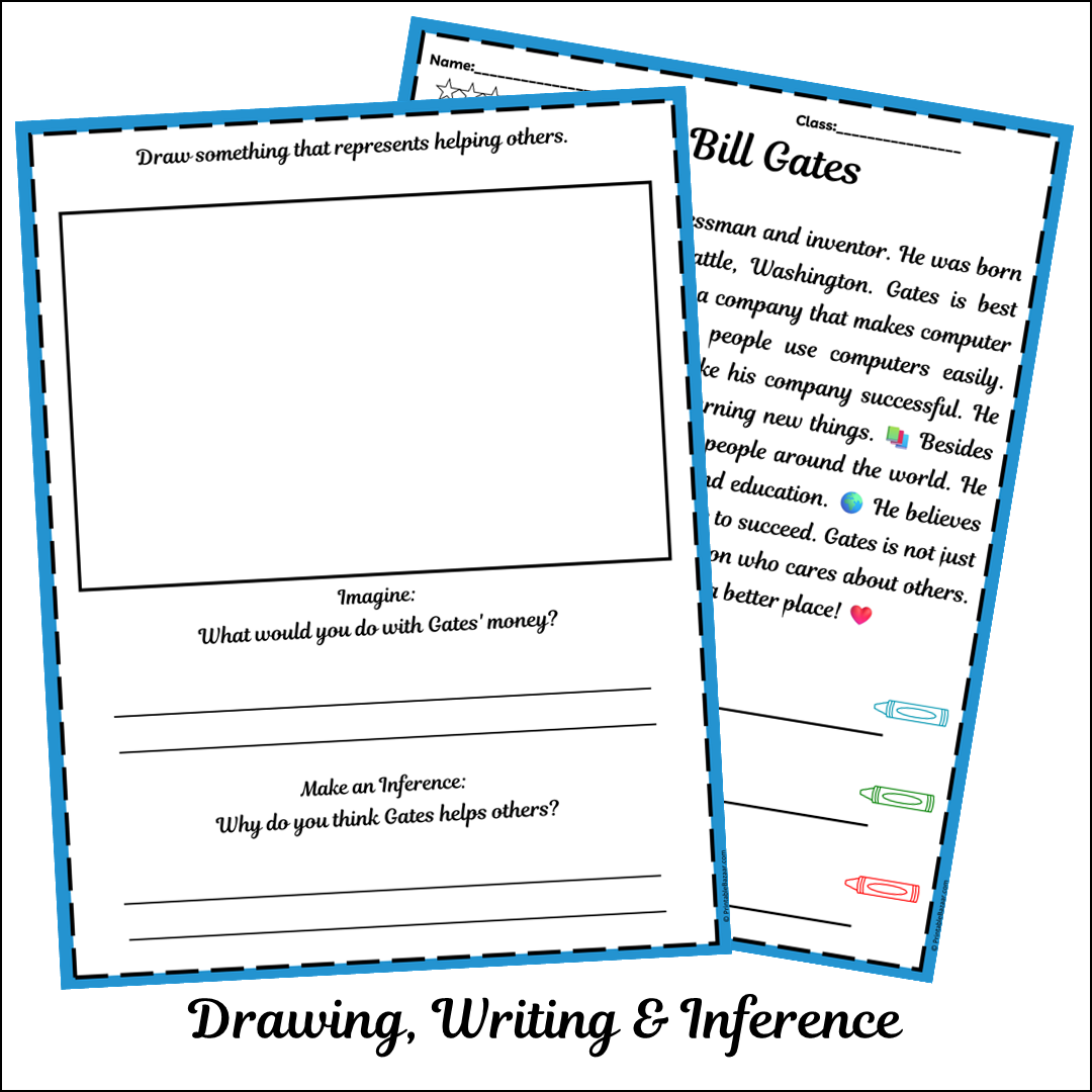 Bill Gates | Short Reading Comprehension Creative Worksheet