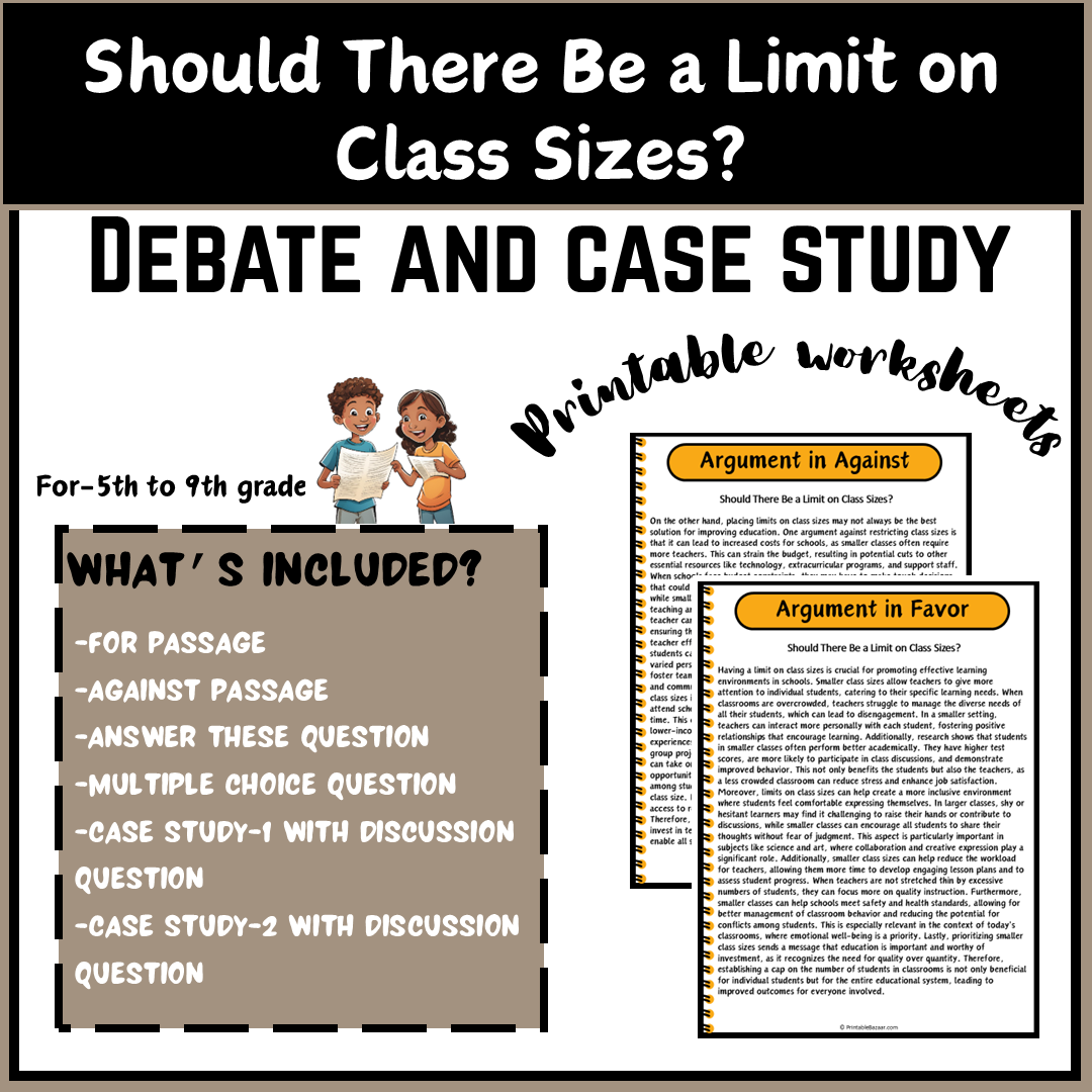 Should There Be a Limit on Class Sizes? | Debate Case Study Worksheet