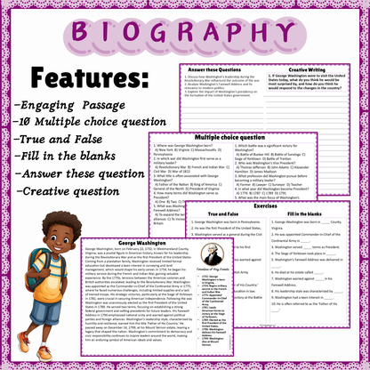 George Washington | Biography Reading Comprehension and Questions Worksheet