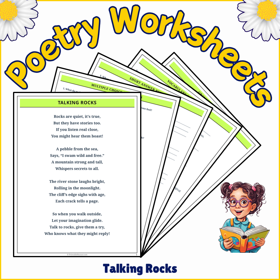 Talking Rocks | Poem Grammar Worksheet Printable Activity