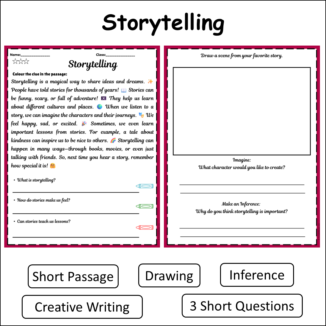 Storytelling | Short Reading Comprehension Creative Worksheet