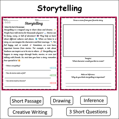 Storytelling | Short Reading Comprehension Creative Worksheet