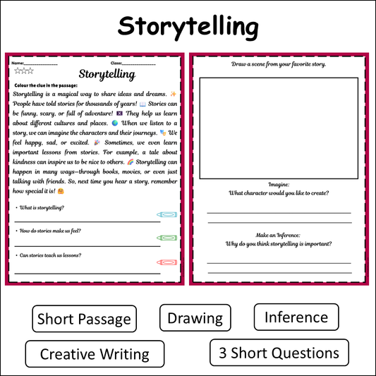 Storytelling | Short Reading Comprehension Creative Worksheet