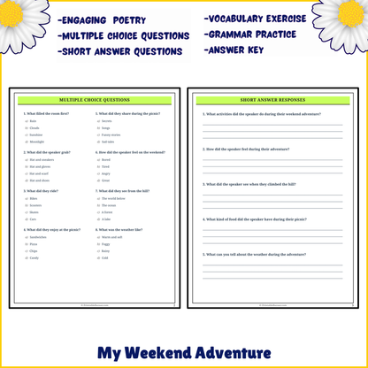 My Weekend Adventure | Poem Grammar Worksheet Printable Activity