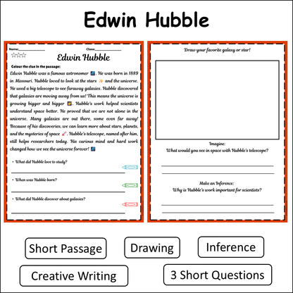 Edwin Hubble | Short Reading Comprehension Creative Worksheet