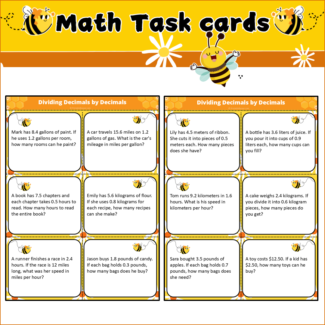 Dividing Decimals by Decimals | Math Task Cards