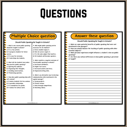 Should Public Speaking Be Taught in Schools? | Debate Case Study Worksheet