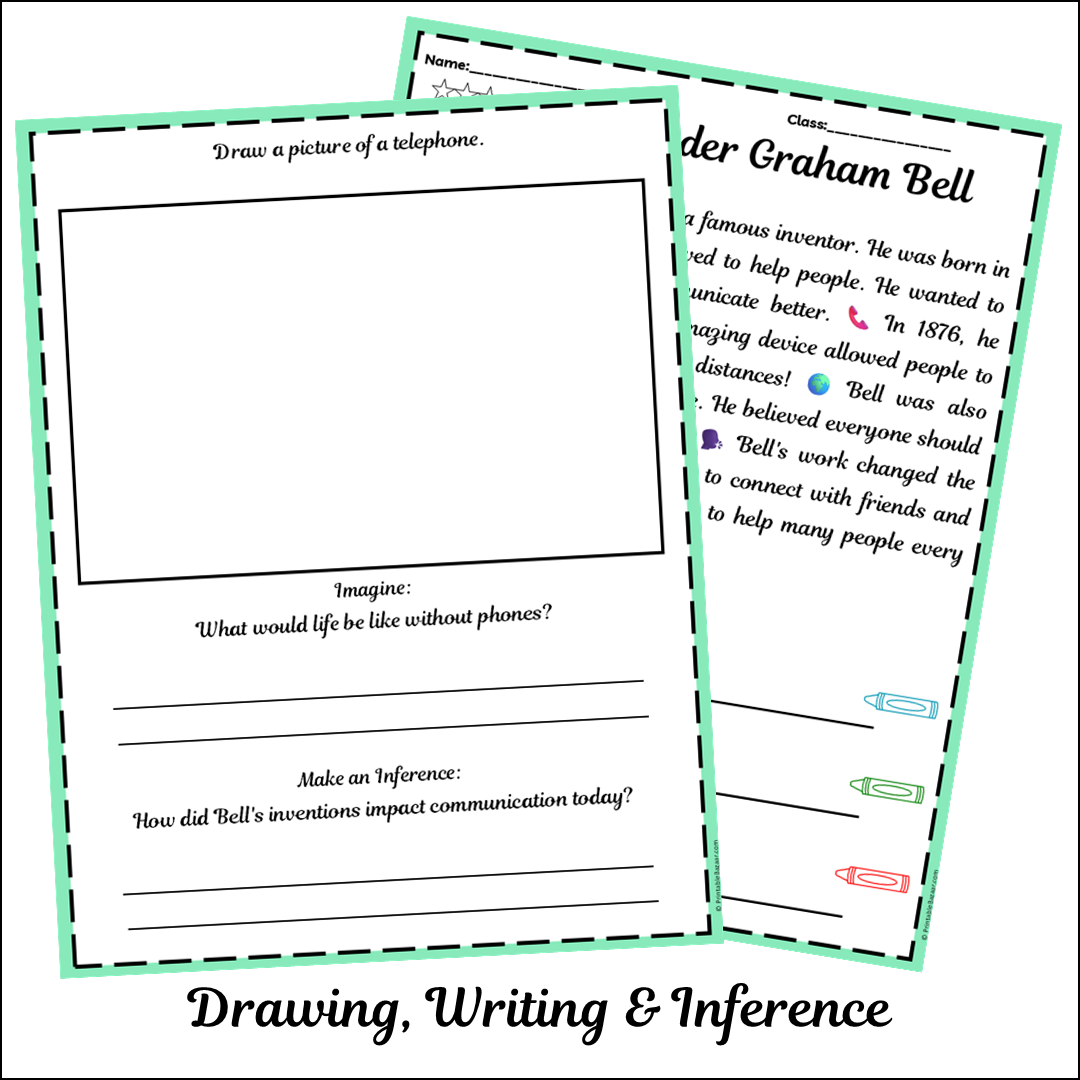 Alexander Graham Bell | Short Reading Comprehension Creative Worksheet