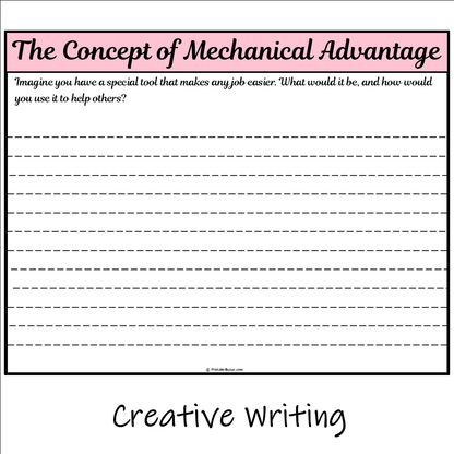 The Concept of Mechanical Advantage | Main Idea and Supporting Details Reading Passage and Questions