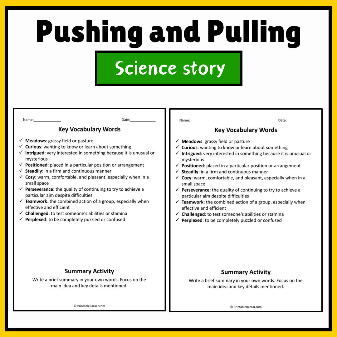 Pushing and Pulling | Science Story Reading Comprehension Activity