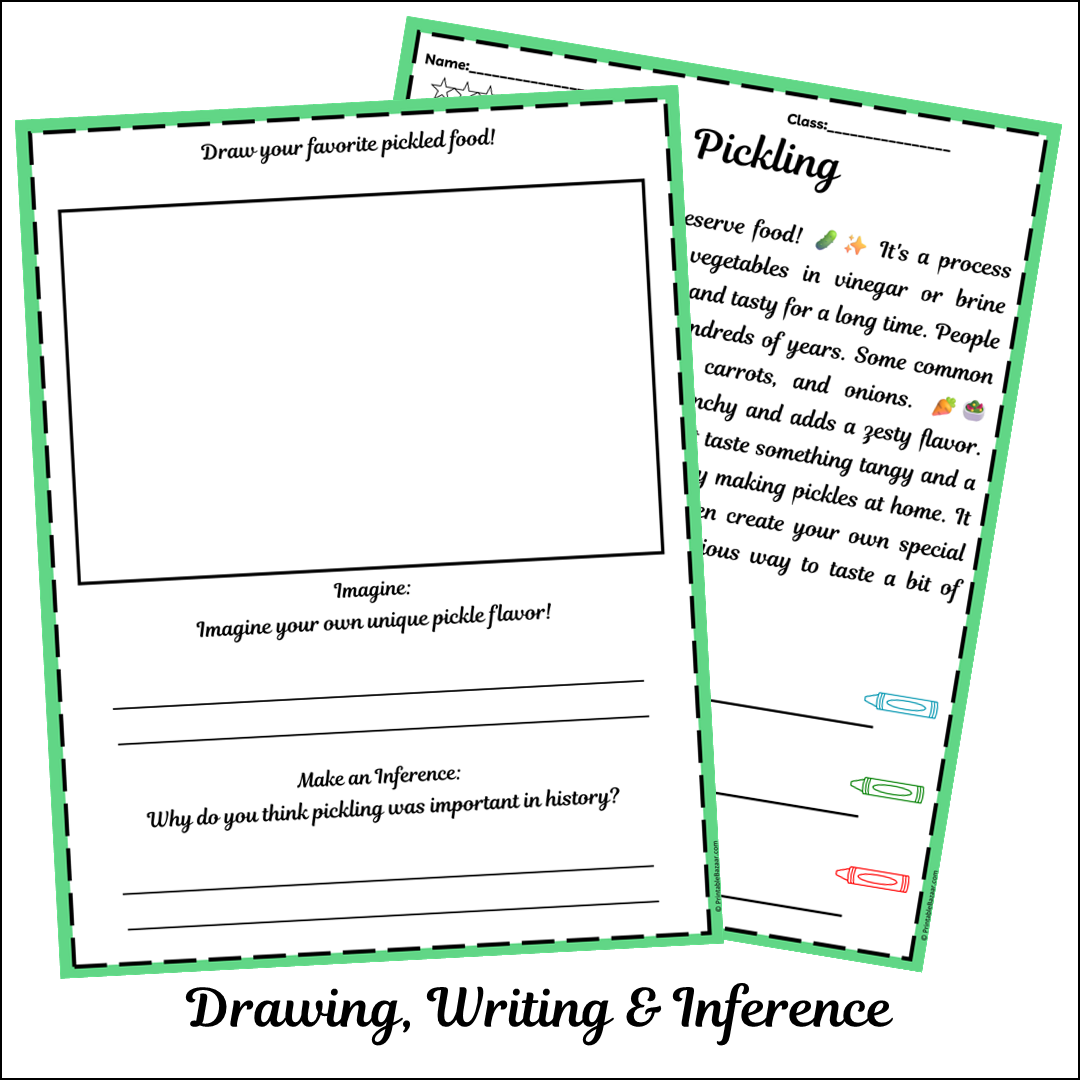 Pickling | Short Reading Comprehension Creative Worksheet