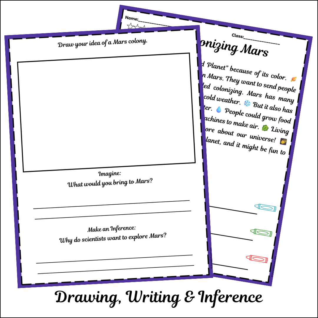 Colonizing Mars | Short Reading Comprehension Creative Worksheet