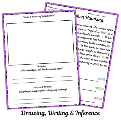 Stephen Hawking | Short Reading Comprehension Creative Worksheet