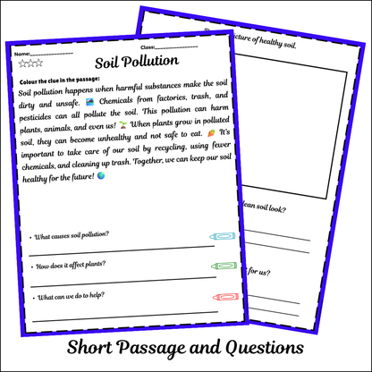 Soil Pollution | Short Reading Comprehension Creative Worksheet