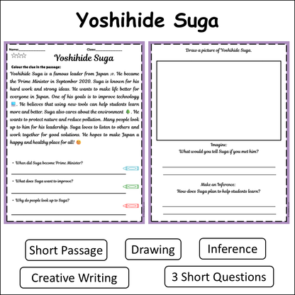 Yoshihide Suga | Short Reading Comprehension Creative Worksheet