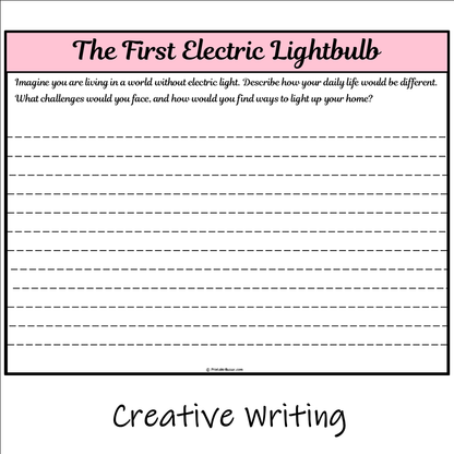 The First Electric Lightbulb | Main Idea and Supporting Details Reading Passage and Questions