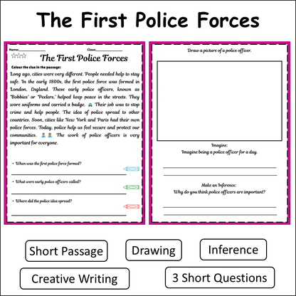 The First Police Forces | Short Reading Comprehension Creative Worksheet