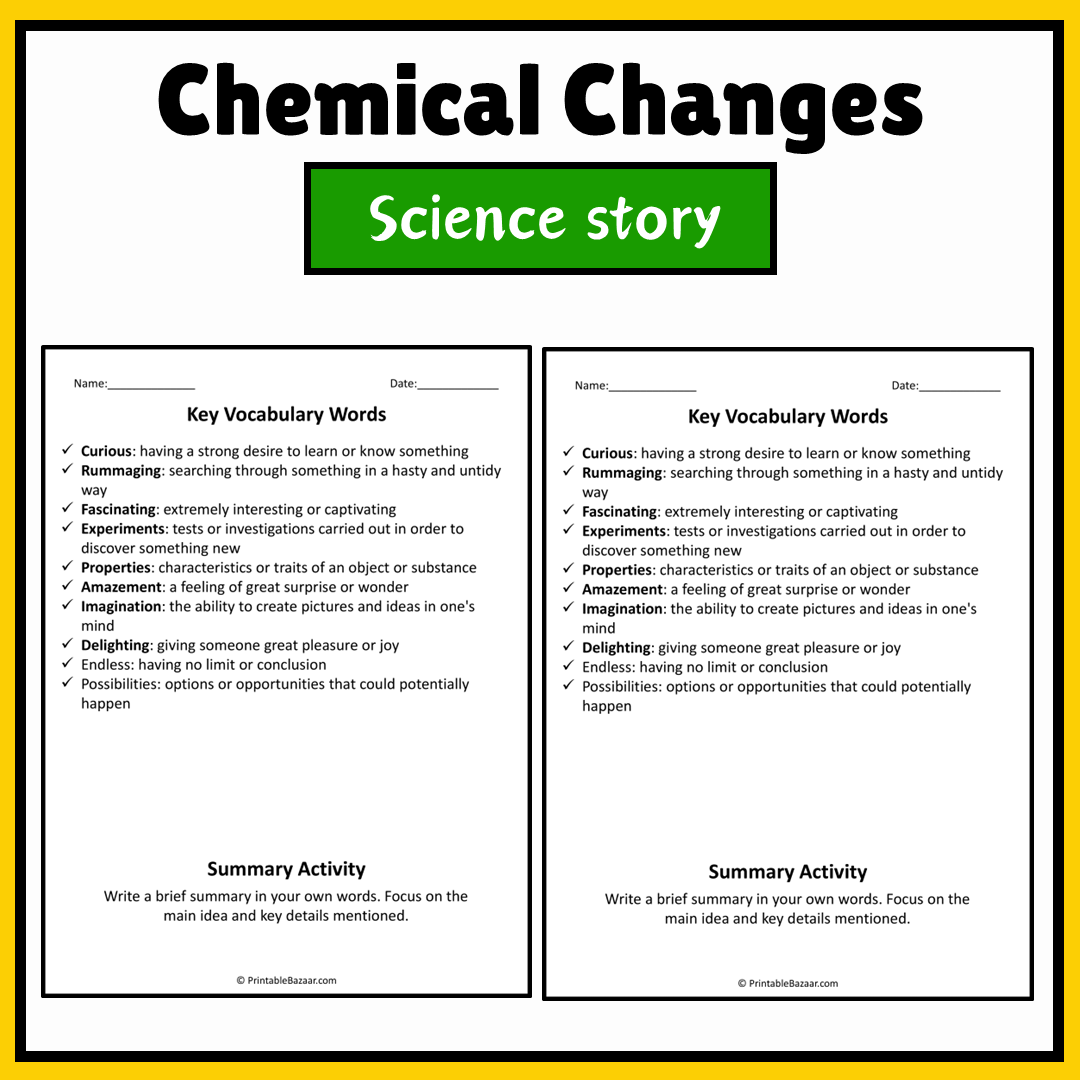 Chemical Changes | Science Story Reading Comprehension Activity