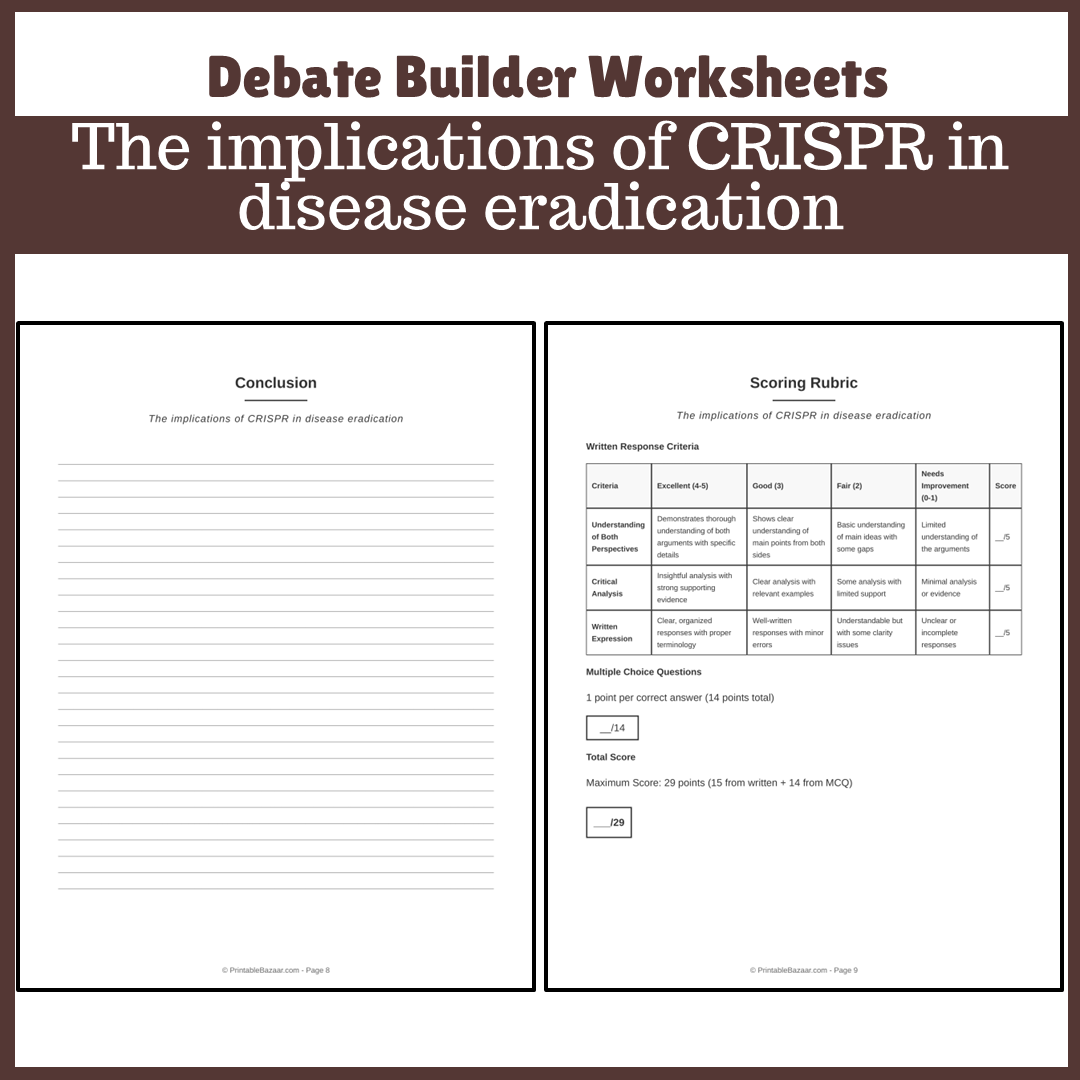 The implications of CRISPR in disease eradication | Favour and Against Worksheet Printable Activity