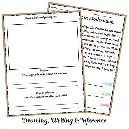Eating in Moderation | Short Reading Comprehension Creative Worksheet