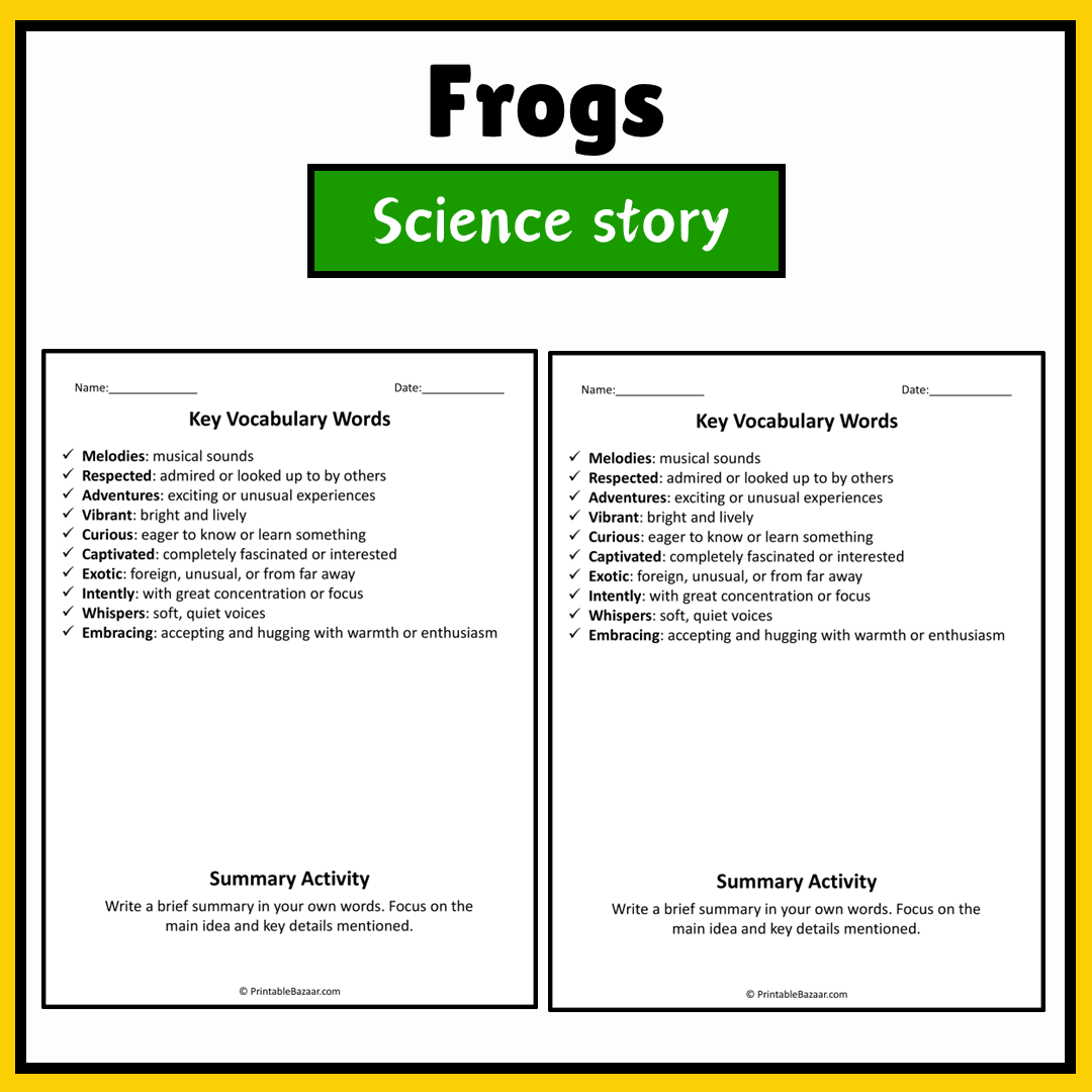 Frogs | Science Story Reading Comprehension Activity