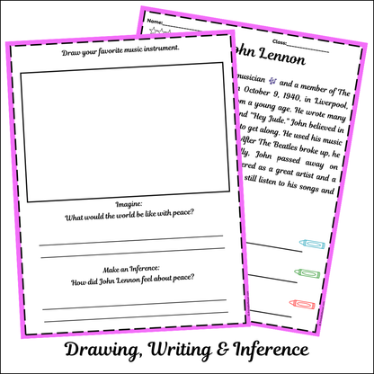 John Lennon | Short Reading Comprehension Creative Worksheet