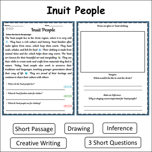Inuit People | Short Reading Comprehension Creative Worksheet